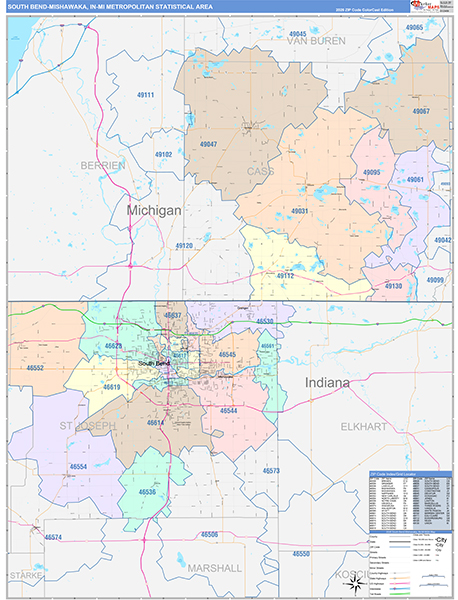 South Bend-Mishawaka Metro Area Wall Map